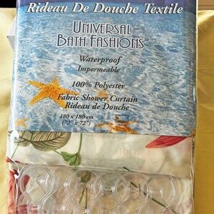 SHOWER CURTAIN, 72 X 72 INCHES, FLORAL FABRIC, WATERPROOF, WITH HOOKS, 100% POLY